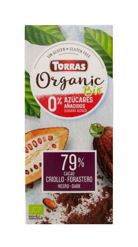 Imagen de CHOCOLATE OSCURO ORGANICO BIO TORRAS 79% CACAO CRIOLLO SIN GLUTEN 0% AZUCAR AÑADIDA 100 G