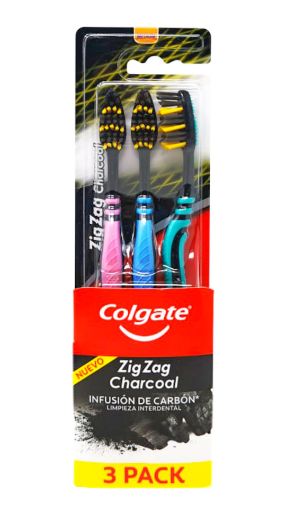 Imagen de CEPILLO DENTAL  COLGATE MEDIO ZIGZAG CHACOAL INFUSION DE CARBON 3 und 