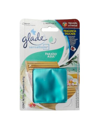 Imagen de REPUESTO AROMATIZANTE  GLADE SENSATIONS EN GEL PARAISO AZUL 8 ml 