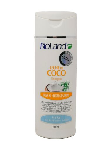 Imagen de SHAMPOO BIOLAND LECHE DE COCO RIZOS HIDRATADOS  400 ml 