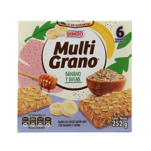 Imagen de BARRA MULTIGRAANO BIMBO BANANO & AVENA 6 UND 252 g 