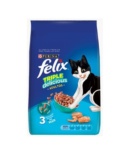 Imagen de ALIMENTO FELIX TRIPLE DELICIOUS DEL MAR PARA GATO 500 G