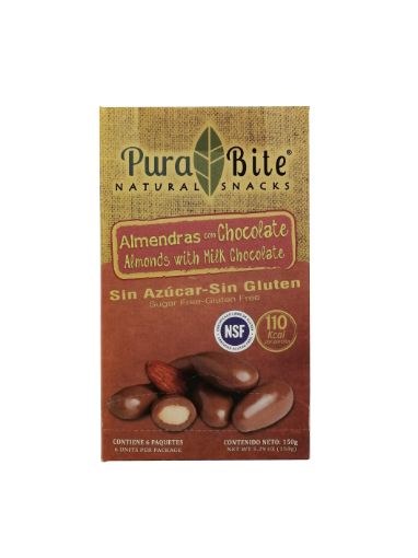 Imagen de ALMENDRAS ESA PURA BITE CON CHOCOLATE SIN AZÚCAR 6 UND 150 g 