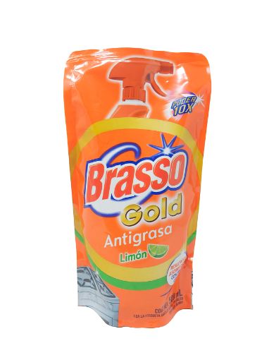 Imagen de LIMPIADOR BRASSO GOLD ANTIGRASA LIMON DOYPACK 500 ml 