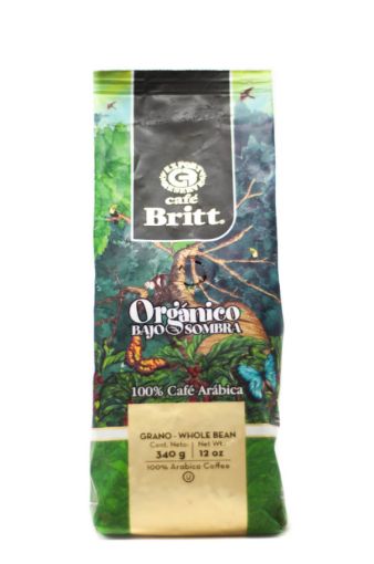 Imagen de CAFÉ BRITT ORGÁNICO BAJO SOMBRA EN GRANO 340 G