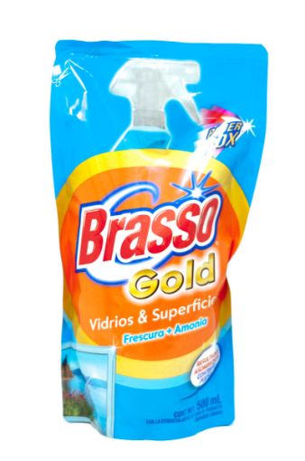 Imagen de LIMPIADOR BRASSO GOLD VIDRIOS Y SUPERFICIES 500 ml 