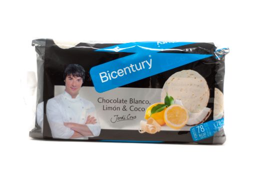 Imagen de TORTITAS BICENTURY DE ARROZ CON CHOCOLATE BLANCO LIMON & COCO 132.00 G