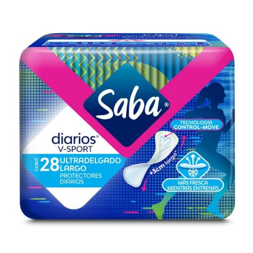 Imagen de PROTECTORES FEMENINOS SABA V-SPORT ULTRADELGADOS LARGOS 28 und 