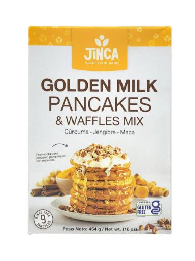 Imagen de PREMEZCLA JINCA FOODS GOLDEN MILK PARA PANCAKE & WAFFLE SIN GLÚTEN 454 g 