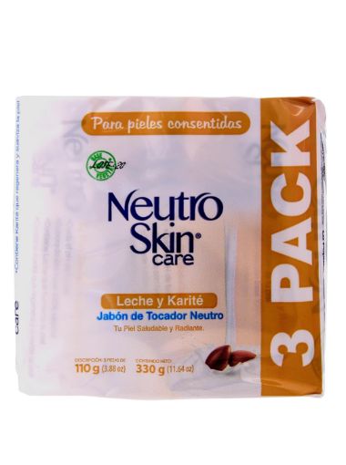 Imagen de JABÓN DE TOCADOR NEUTRO SKIN CARE LECHE & KARITE 3 UND 330 g 