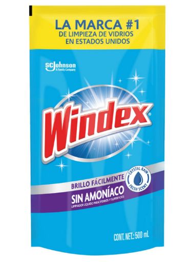 Imagen de LIMPIADOR WINDEX SIN AMONIACO PARA VIDRIOS & SUPERFICIES DOY PACK 500 ml 