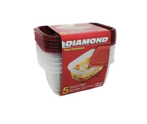 Imagen de RECIPIENTE DIAMOND PLÁSTICO PARA SOPAS & ENSALADAS CON TAPA 5 und 