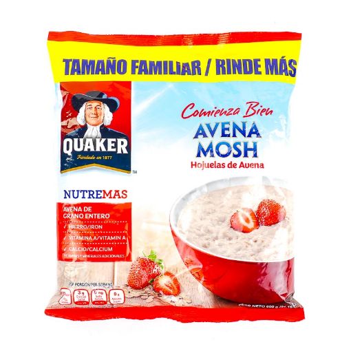 Imagen de AVENA QUAKER MOSH TAMAÑO FAMILIAR EN HOJUELAS 600 G