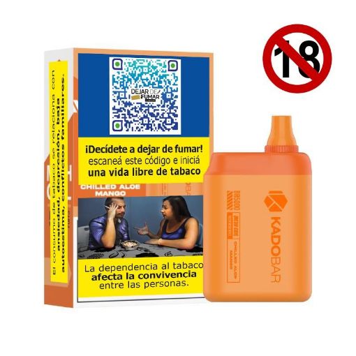 Imagen de VAPORIZADOR KADO BAR CHILLED ALOE MANGO 5000 PUFFS RECARGABLE 1,00 und 