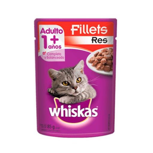 Imagen de ALIMENTO HÚMEDO  WHISKAS FILLETS RES PARA GATO  85 g 