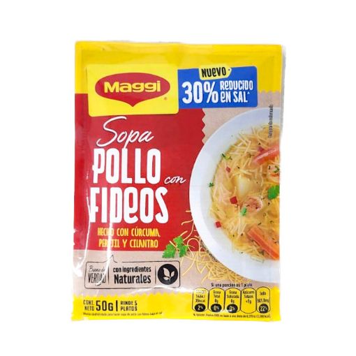 Imagen de SOPA MAGGI DE POLLO CON FIDEOS REDUCIDO EN SAL 50.00 G