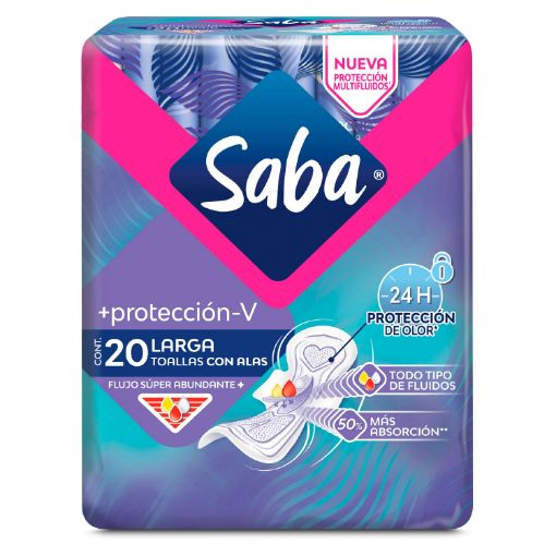 Imagen de TOALLAS FEMENINAS SABA PROTECCION-V LARGAS CON ALAS 20.00 und 