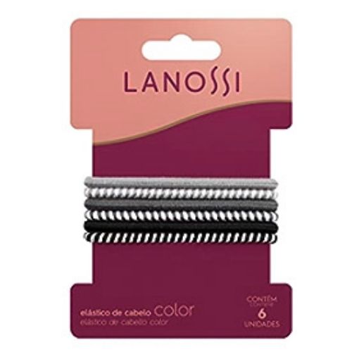 Imagen de COLA LANOSSI ELÁSTICA PLATEADA PARA CABELLO 6 UND