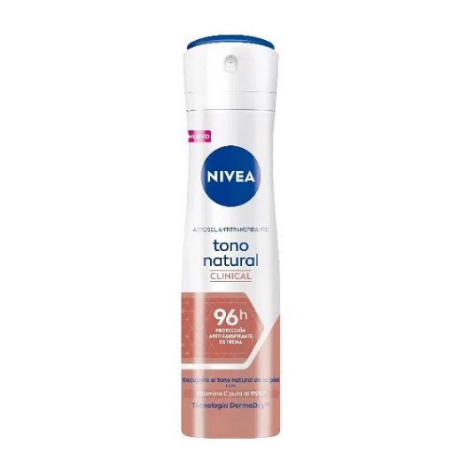 Imagen de DESODORANTE NIVEA TONO NATURAL CLINICAL 96 H PARA MUJER EN AEROSOL 150.00 ML