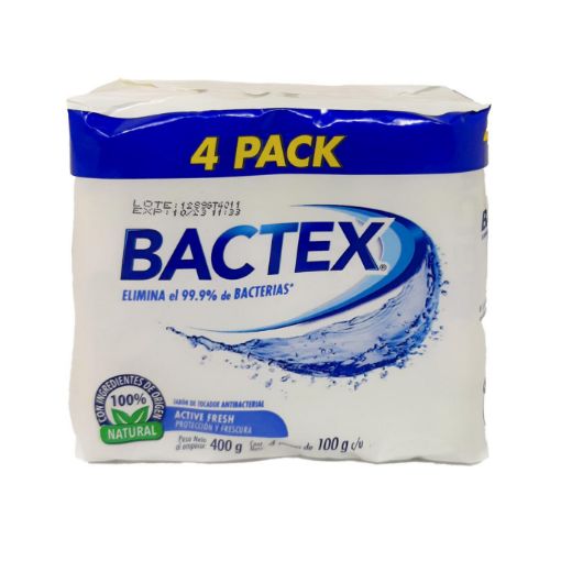 Imagen de JABÓN DE TOCADOR BACTEX FRESH ANTIBACTERIAL 4 UND 400 g 