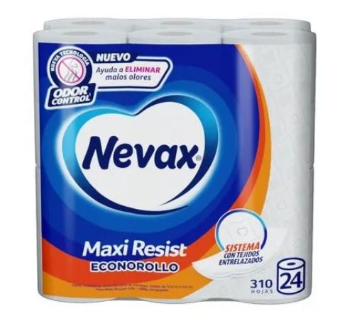 Imagen de PAPEL HIGIÉNICO NEVAX MAXI RESIST ECONOROLLO 360 HOJAS DOBLES 24.00 UND