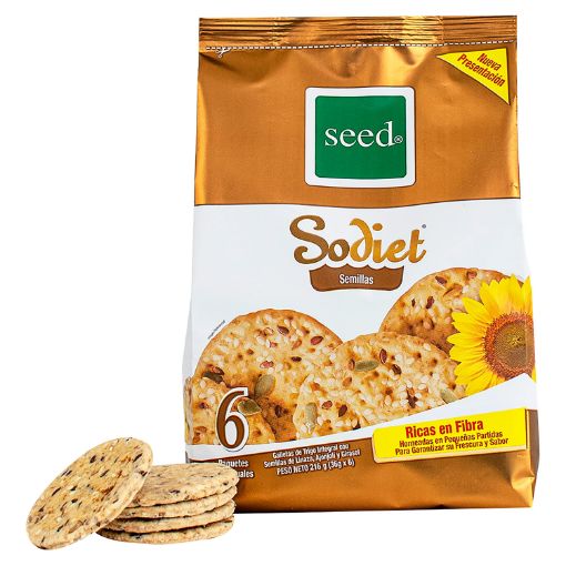 Imagen de GALLETAS SEED SODIET INTEGRAL LINAZA AJONJOLI & GIRASOL 6 UND  216 g 