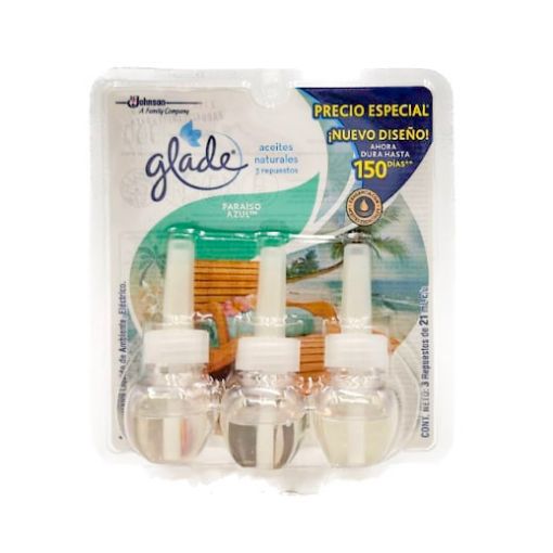 Imagen de REPUESTO AROMATIZANTE GLADE PARAISO AZUL 3 UND 21 ML