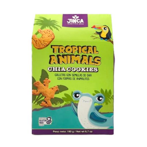 Imagen de GALLETA JINCA FOODS TROPICAL ANIMALS DE SEMILLAS DE CHIA 8 UND 190.00 G