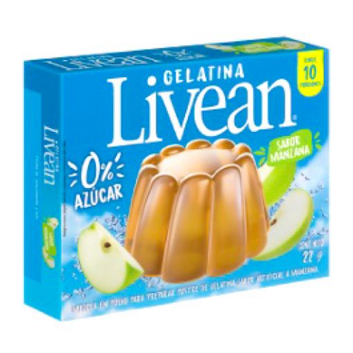 Imagen de GELATINA LIVEAN SABOR MANZANA SIN AZÚCAR 22 G