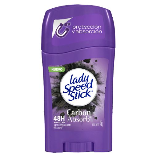 Imagen de DESODORANTE LADY SPEED STICK CARBON ABSORB PARA MUJER EN BARRA 45.00 G