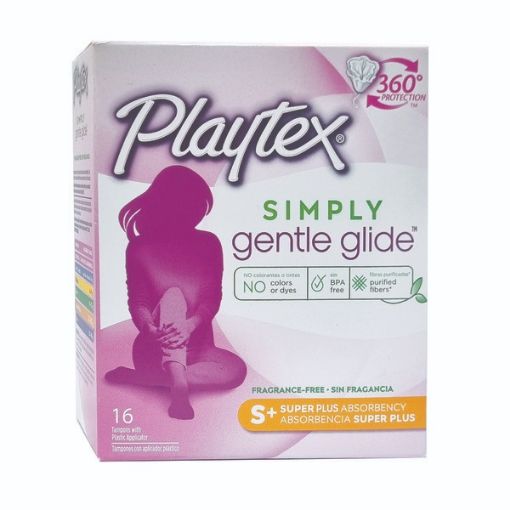 Imagen de TAMPONES FEMENINOS PLAYTEX SIMPLY GENTLE GLIDE ABSORBENCIA SÚPER PLUS 16 UND