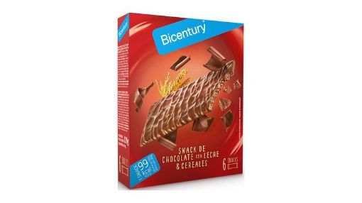 Imagen de BARRA DE CEREAL BICENTURY CHOCOLATE CON LECHE & CEREALES 6 UND 120 g 