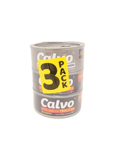 Imagen de OFERTA  CALVO 208 G-2 UND ATUN LOMO EN TROCITOS EN ACEITE 104 G+ATUN AHUMADO GRATIS PAGUE 2 LLEVE 3 