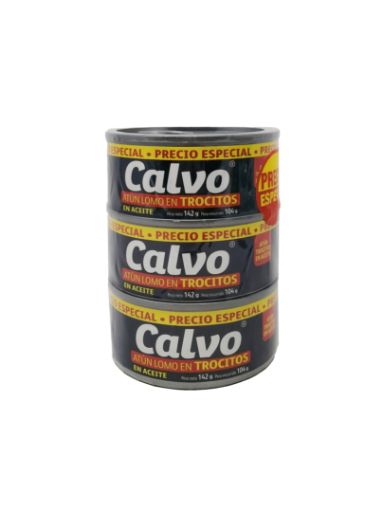 Imagen de OFERTA CALVO 312 G-3 UND ATÚN TROCITOS 104 G 312 g 