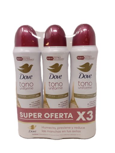 Imagen de OFERTA DOVE 450 ML-3 UND DESODORANTE TONO UNIFORME PARA MUJER EN AEROSOL 150 ML