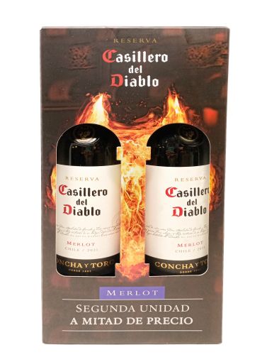 Imagen de OFERTA CASILLERO DEL DIABLO 1500 ML-2 UND VINO TINTO MERLOT 750 ML 