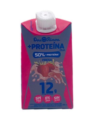 Imagen de LECHE DESLACTOSADA DOS PINOS DESCREMADA DOS PINOS +PROTEÍNA 50% + PROTEÍNA FRESA 250 ML