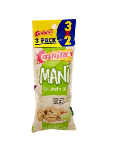 Imagen de OFERTA CASHITAS 165 G-3 PACK MANI CON PASAS 55 G+MANI CON SAL 55 G+MANI CON LIMON Y SAL 55 G 