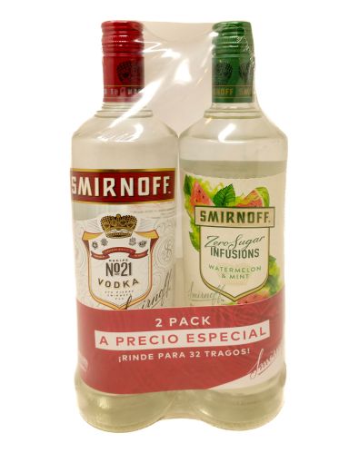 Imagen de OFERTA LICOR SMIRNOFF 1500 ML-2 PACK VODKA+SANDÍA 