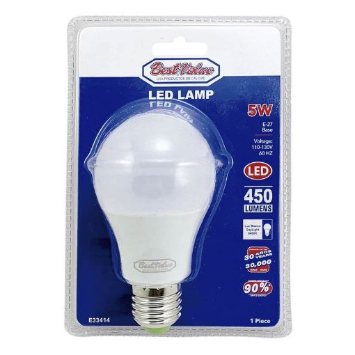 Imagen de BOMBILLO BEST VALUE 5 WATT LED LUZ BLANCA E33414