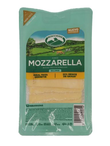 Imagen de QUESO MONTEVERDE MOZARRELLA REBANADO 250 G