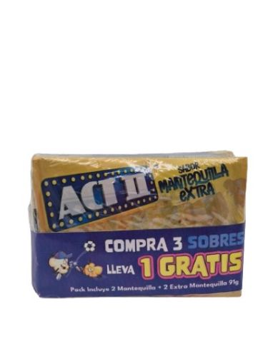 Imagen de OFERTA ACT II 273 G-3 UND PALOMITAS DE MAÍZ MANTEQUILLA 91G+ 1 GRATIS 