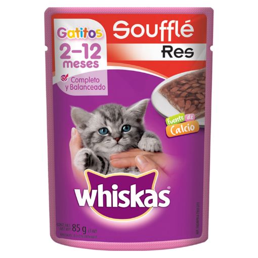 Imagen de ALIMENTO PARA GATO WHISKAS SOUFFLE RES 2-12 MESES 85,00 g 