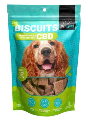 Imagen de GALLETAS PETGÜEL PARA PERROS SABOR MANTEQUILLA DE MANI CON CBD DOYPACK  180.00 G