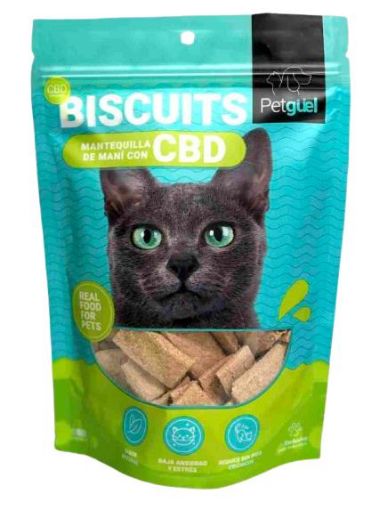 Imagen de GALLETAS PETGÜEL PARA GATOS SABOR MANTEQUILLA DE MANI CON CBD DOYPACK  180.00 G