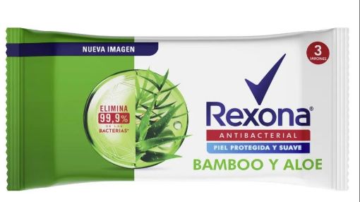 Imagen de JABÓN DE TOCADOR REXONA ANTIBACTERIAL BAMBOO Y ALOE 3 UND 330.00 G