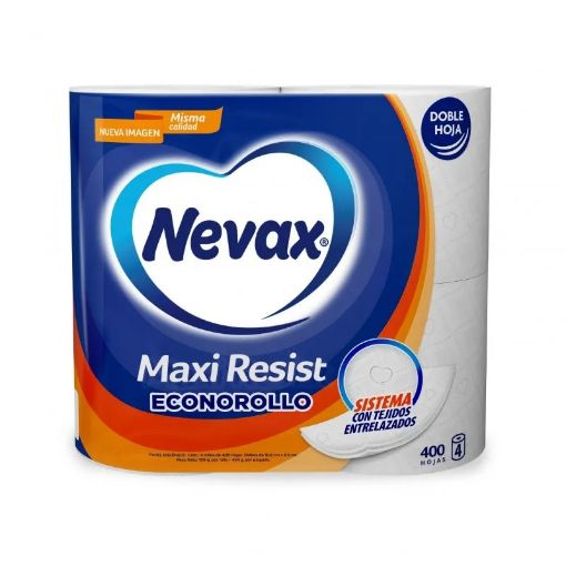 Imagen de PAPEL HIGIENICO NEVAX MAXI RESIST 400 HOJAS DOBLES 4 UND 