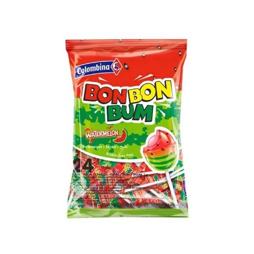 Imagen de PALETA COLOMBINA RELLENA BON BON BUM SANDIA 24 UND 384 G