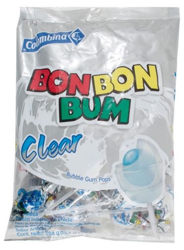 Imagen de PALETA COLOMBINA RELLENA BON BON BUM CLEAR 24 UND 384 G