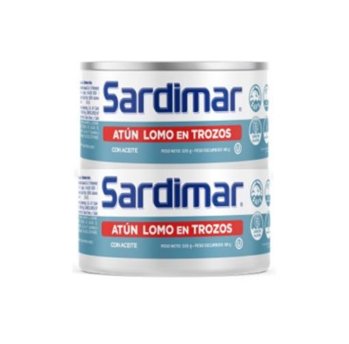 Imagen de OFERTA SARDIMAR 210 G-2 UND ATUN LOMO EN TROZOS EN ACEITE 105 G 